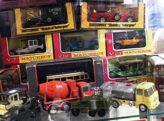 toy cars in display case